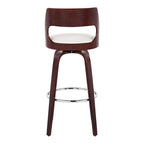 Tabouret de bar pivotant en similicuir crème/marron/gris, pieds en bois, lot de 2
