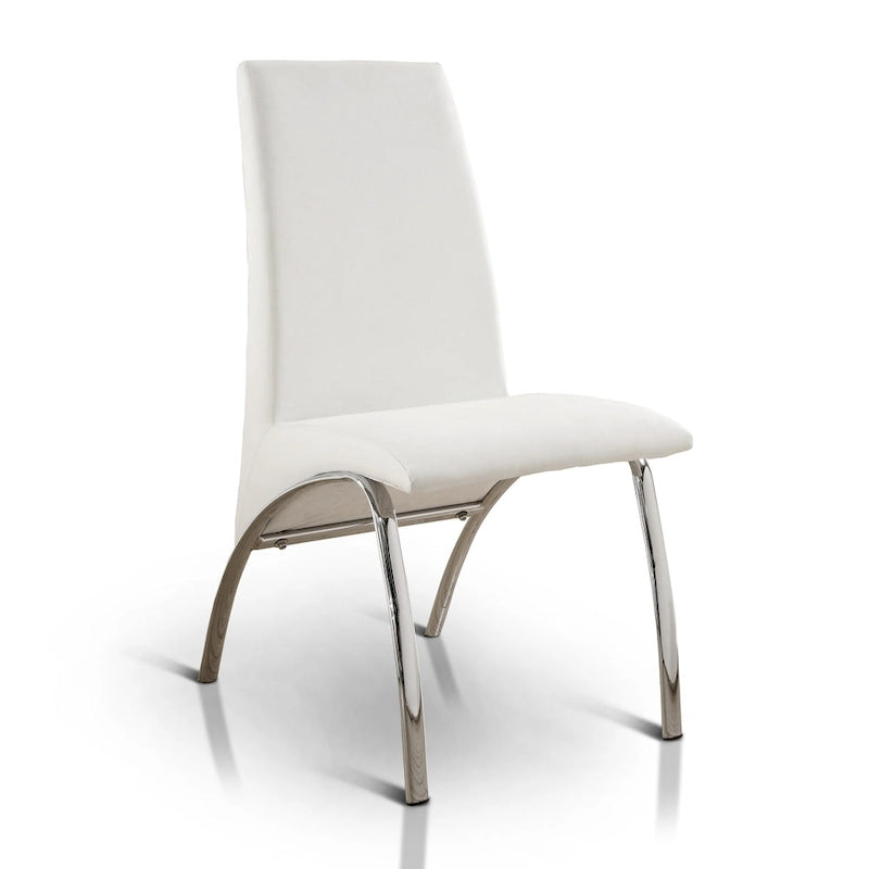 Ensemble de salle à manger contemporain blanc avec plateau en verre, 7 pièces, pour 4 à 6 personnes