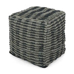 Pouf cubique en tissu bohème à carreaux bleus et sarcelle – 1 personne