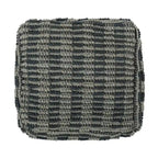 Pouf cubique en tissu bohème à carreaux bleus et sarcelle – 1 personne