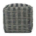 Pouf cubique en tissu bohème à carreaux bleus et sarcelle – 1 personne