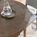 Table de salle à manger ronde à pied central 107 cm marron vieilli, 4 places