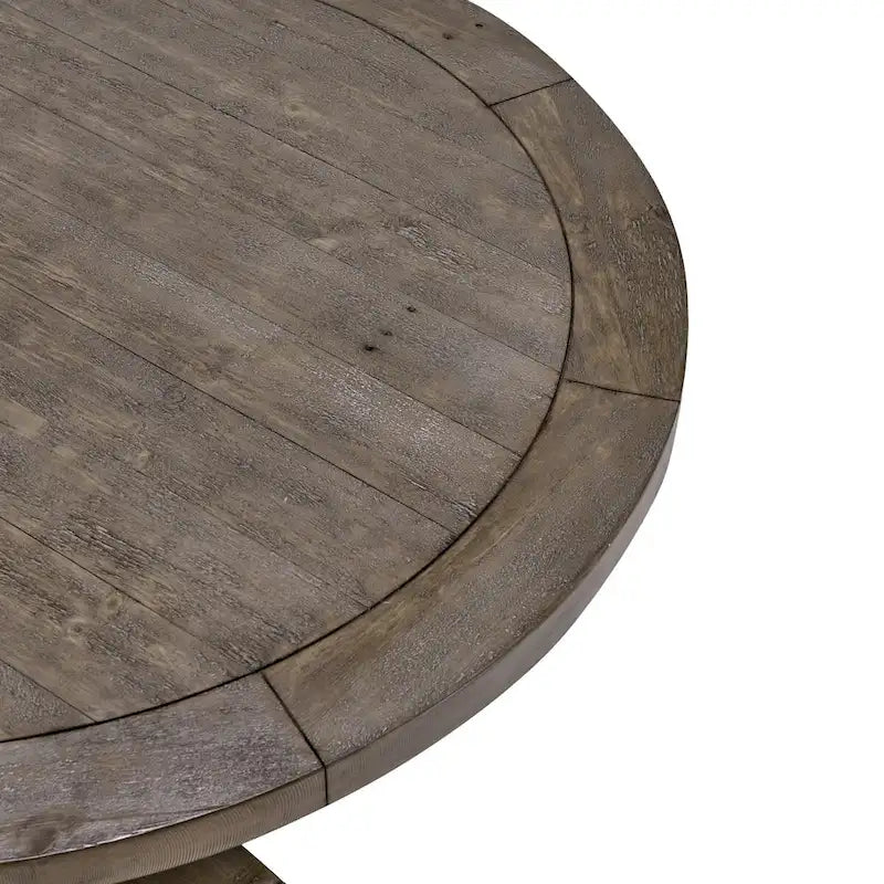 Table de salle à manger ronde à pied central 107 cm marron vieilli, 4 places