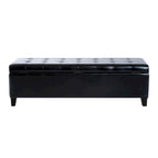 Banc de rangement capitonné en similicuir noir, 2 places
