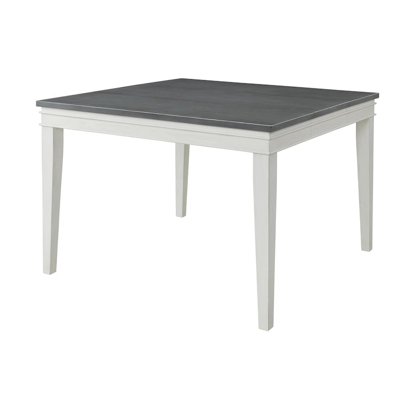 Table de salle à manger à hauteur de comptoir extensible blanche et grise/noire, peut accueillir jusqu'à 6 personnes