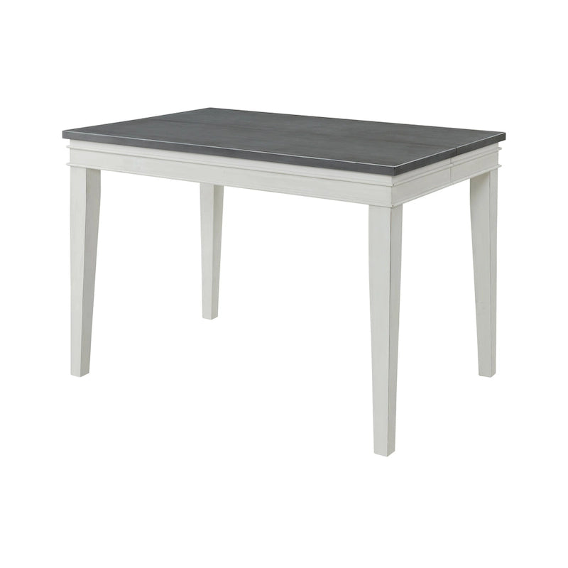 Table de salle à manger à hauteur de comptoir extensible blanche et grise/noire, peut accueillir jusqu'à 6 personnes