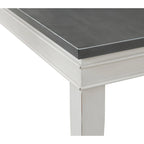 Table de salle à manger à hauteur de comptoir extensible blanche et grise/noire, peut accueillir jusqu'à 6 personnes