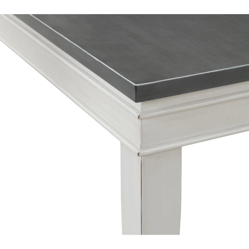 Table de salle à manger à hauteur de comptoir extensible blanche et grise/noire, peut accueillir jusqu'à 6 personnes