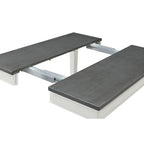 Table de salle à manger à hauteur de comptoir extensible blanche et grise/noire, peut accueillir jusqu'à 6 personnes