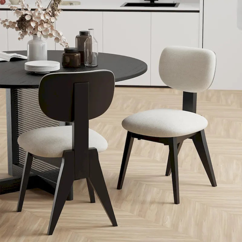 Chaise de salle à manger en bois / bois massif noir, style scandinave, lot de 2