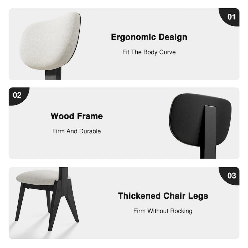 Chaise de salle à manger en bois / bois massif noir, style scandinave, lot de 2