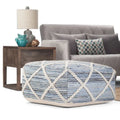 Pouf carré bleu / magenta / sarcelle / gris et naturel, tissé à la main, 1 personne