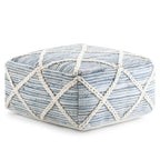 Pouf carré bleu / magenta / sarcelle / gris et naturel, tissé à la main, 1 personne