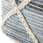 Pouf carré bleu / magenta / sarcelle / gris et naturel, tissé à la main, 1 personne