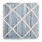 Pouf carré bleu / magenta / sarcelle / gris et naturel, tissé à la main, 1 personne