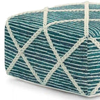 Pouf carré bleu / magenta / sarcelle / gris et naturel, tissé à la main, 1 personne
