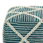 Pouf carré bleu / magenta / sarcelle / gris et naturel, tissé à la main, 1 personne