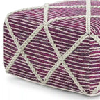 Pouf carré bleu / magenta / sarcelle / gris et naturel, tissé à la main, 1 personne
