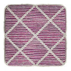 Pouf carré bleu / magenta / sarcelle / gris et naturel, tissé à la main, 1 personne