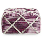 Pouf carré bleu / magenta / sarcelle / gris et naturel, tissé à la main, 1 personne