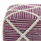 Pouf carré bleu / magenta / sarcelle / gris et naturel, tissé à la main, 1 personne
