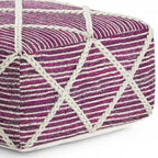 Pouf carré bleu / magenta / sarcelle / gris et naturel, tissé à la main, 1 personne
