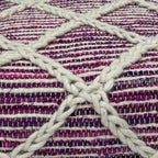 Pouf carré bleu / magenta / sarcelle / gris et naturel, tissé à la main, 1 personne
