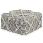 Pouf carré bleu / magenta / sarcelle / gris et naturel, tissé à la main, 1 personne