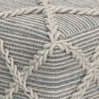 Pouf carré bleu / magenta / sarcelle / gris et naturel, tissé à la main, 1 personne