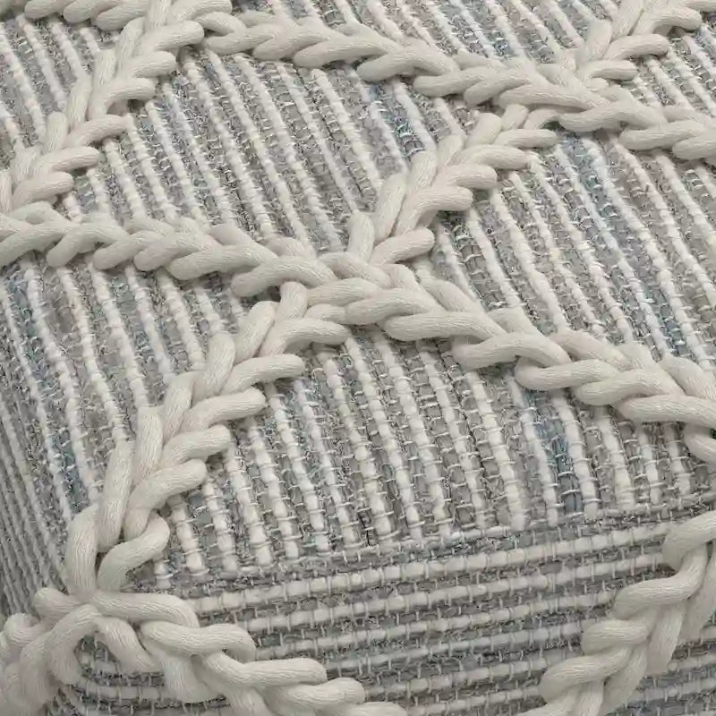 Pouf carré bleu / magenta / sarcelle / gris et naturel, tissé à la main, 1 personne