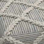 Pouf carré bleu / magenta / sarcelle / gris et naturel, tissé à la main, 1 personne