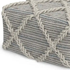 Pouf carré bleu / magenta / sarcelle / gris et naturel, tissé à la main, 1 personne