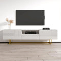 Meuble TV laqué blanc/noir brillant pour téléviseur jusqu'à 85 pouces