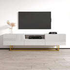 Meuble TV laqué blanc/noir brillant pour téléviseur jusqu'à 85 pouces