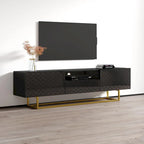 Meuble TV laqué blanc/noir brillant pour téléviseur jusqu'à 85 pouces