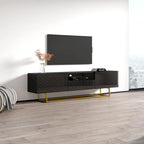 Meuble TV laqué blanc/noir brillant pour téléviseur jusqu'à 85 pouces