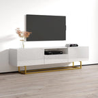 Meuble TV laqué blanc/noir brillant pour téléviseur jusqu'à 85 pouces
