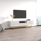 Meuble TV laqué blanc/noir brillant pour téléviseur jusqu'à 85 pouces