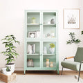 Meuble de rangement en verre à 4 portes vert menthe / noir / blanc / bleu