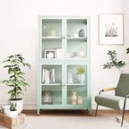 Meuble de rangement en verre à 4 portes vert menthe / noir / blanc / bleu