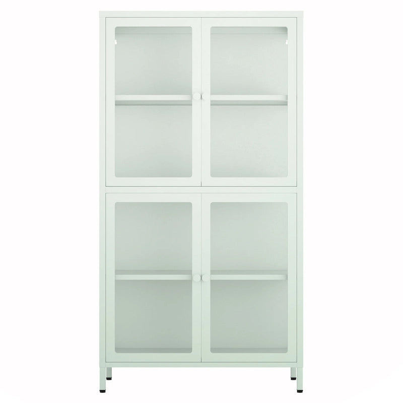 Meuble de rangement en verre à 4 portes vert menthe / noir / blanc / bleu