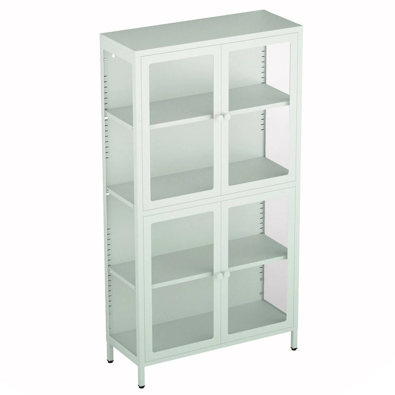 Meuble de rangement en verre à 4 portes vert menthe / noir / blanc / bleu