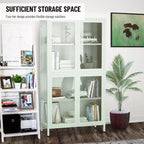 Meuble de rangement en verre à 4 portes vert menthe / noir / blanc / bleu