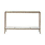 Console en bronze/verre gris avec plateau et tablette en marbre, assemblage par 1 personne