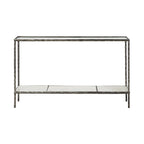 Console en bronze/verre gris avec plateau et tablette en marbre, assemblage par 1 personne