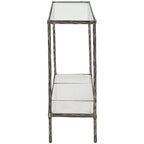 Console en bronze/verre gris avec plateau et tablette en marbre, assemblage par 1 personne