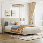 Lit plateforme capitonné en velours côtelé gris / rose / bleu / beige avec tête de lit, grand lit, 1 personne
