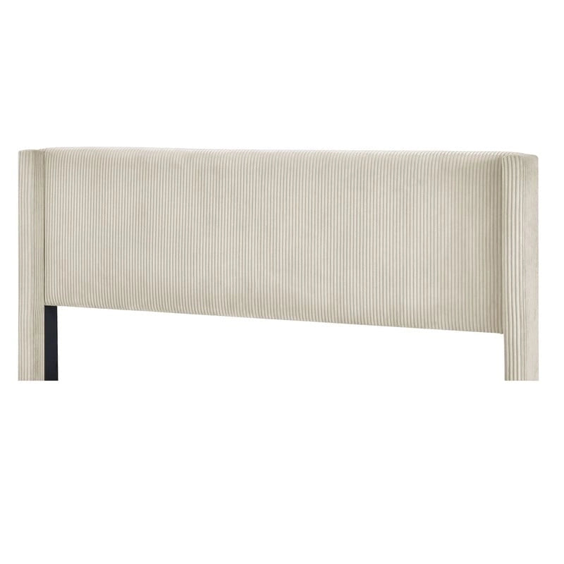 Lit plateforme capitonné en velours côtelé gris / rose / bleu / beige avec tête de lit, grand lit, 1 personne