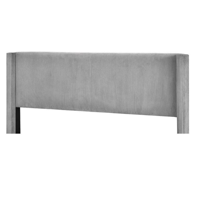 Lit plateforme capitonné en velours côtelé gris / rose / bleu / beige avec tête de lit, grand lit, 1 personne