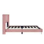 Lit plateforme capitonné en velours côtelé gris / rose / bleu / beige avec tête de lit, grand lit, 1 personne